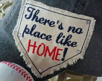 Home Plate Raggy applique design patch baseball softball cap