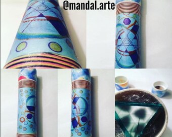 Handmade kaleidoscope of mandalas, 20 cm
