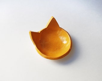 Tiny Orange Cat Bowl - Ceramic, Pottery - Ring Dish, Tea Bag Rest, Ring Holder, Jewelry Dish - Lauren Sumner Pottery - Gifts for Pet Lovers