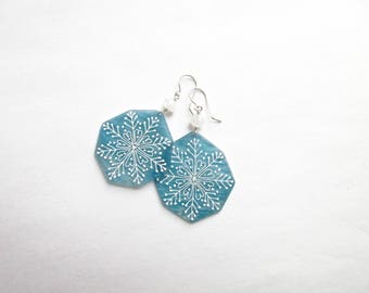 Winter Earrings- shrink plastic and sterling silver