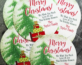 Christmas Gift Labels,Personalized Christmas Stickers, Christmas Tree Stickers, Holiday Gift stickers, Christmas Gift Wrap, custom stickers