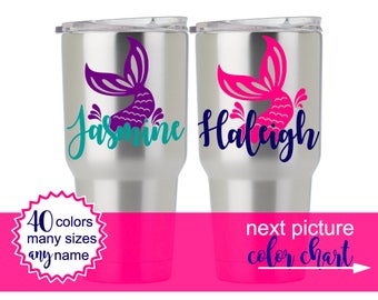 Mermaid Decal, Mermaid Sticker, Vinyl Mermaid Decal, Mermaid Cup Decal, Mermaid Decal With Name, Mermaid Name DECAL ONLY 5MM1A