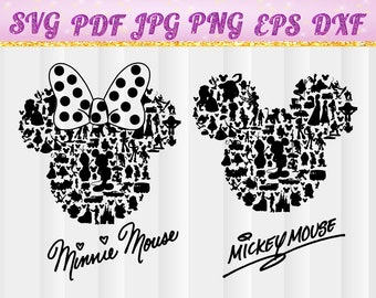 Mickey mouse,Minnie Mouse,Disney,cricut cut file,mickey mouse svg,Minnie Mouse svg,Disneyland,Silhouette,svg, jpg,pdf,png,dxf,eps,character