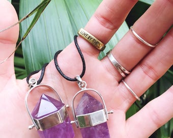 The little Gypsy double terminated, amethyst, crystal necklace