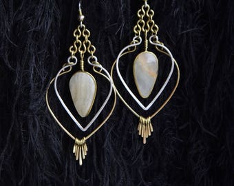 Ethnic earrings with Moss Agate