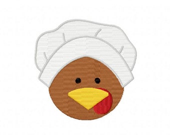 4 X 4 Pilgrim Turkey Face Machine Embroidery Design Multiple Formats Available - Instant Download