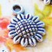 100 silver Sunflower charms pendants flower garden seed spring summer floral 12mm x 9mm - Bulk - C0217-100