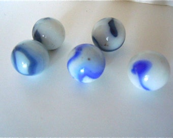 Vintage Blue Swirl Marbles Collection