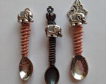 Elephant mini spoon copper wire wrapped pendant