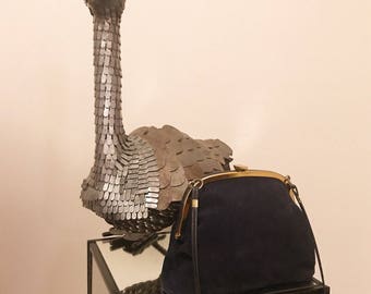 Mini suede kiss lock crossbody