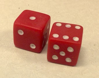 Vintage Pair Red Dice from Old Store 16mm