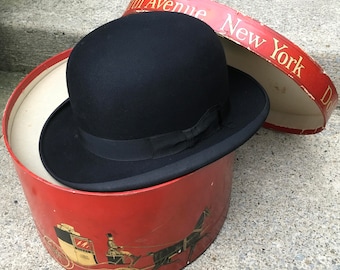 Early! Black Derby Bowler Hat Dobbs New York Joseph Hornes Pittsburgh Excellent Condition!