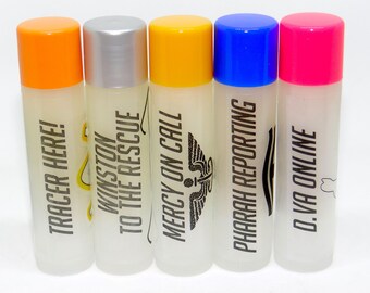 Beeswax Lip Balms, Overwatch Inspired, Six Flavors, Tracer, Mercy, Winston, Pharah, D.Va, Mei