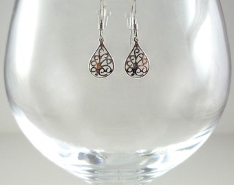 Sterling Silver Earrings Sterling Earrings Sterling Silver Drop Earrings Sterling Silver Dangle Earrings Sterling Silver Drops Filigree Drop