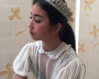 1920s heavily beaded crown tiara perfect bridal headpiece