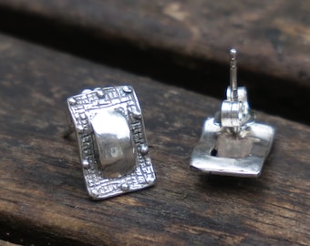 Stud Earrings, Silver Stud Earrings, Geometric Stud Earrings, Sterling Silver Stud Earrings, Geometric Studs, Birthday Gift, Rectangle Studs