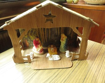 Vintage Cardboard and Plastic Christmas Baby Jesus Manger