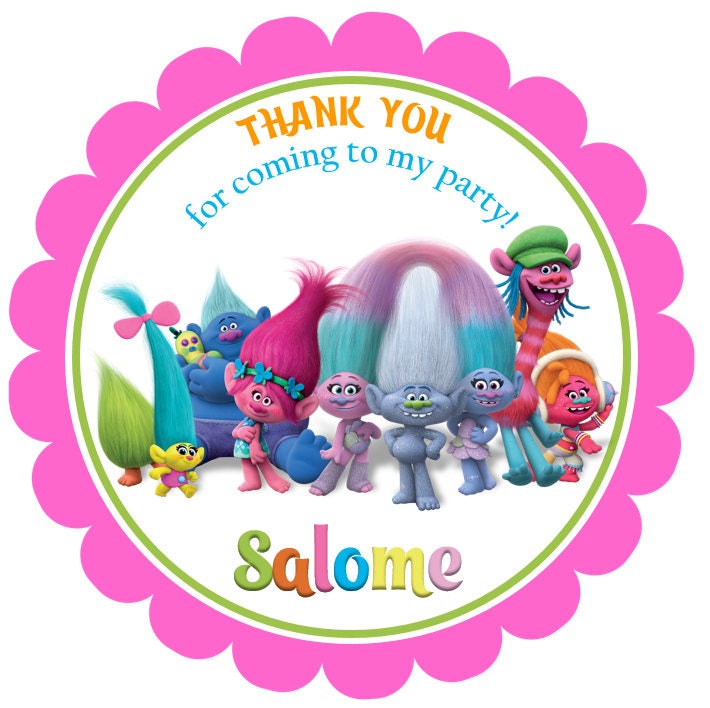 Printable Trolls Favor Tags Digital Trolls Thank you Tags