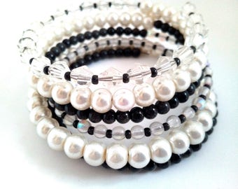 Beaded multi strand memory Wire Bracelet