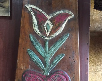 Great Large Tulip Heart Folk Art