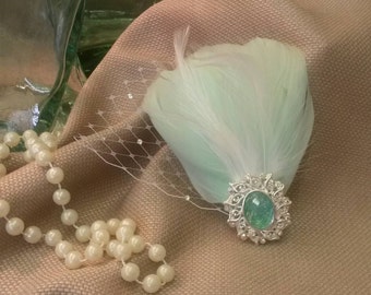LIGHT AQUA Bridal Feather Hair Accessory
