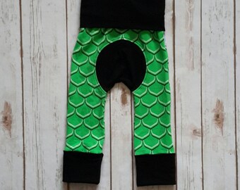 Maxaloones Grow With Me Pants Green Scales Baby Leggings