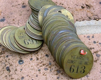 Vintage Brass Number Tags Brass Numbered Tag Locker Tag Tags Steampunk Jewelry DIY Jewelry