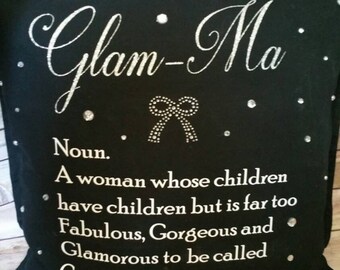 Glam-ma decorative 20x20 pillow includes insert, Glamma, personalized pillow, Glam-Ma