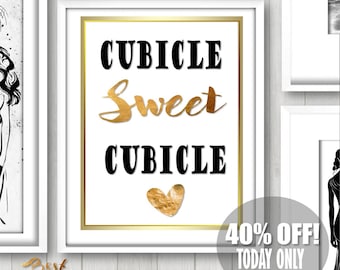 Cubicle Sweet Cubicle, Cubicle Sign, Cubicle Art, Cubicle Decor, Cubicle Decorations, Coworker Gift, Office Gifts, Cubicle Accessories