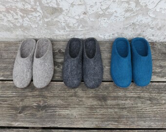 Mita Handmade Felt Slipper Mules with suede soles