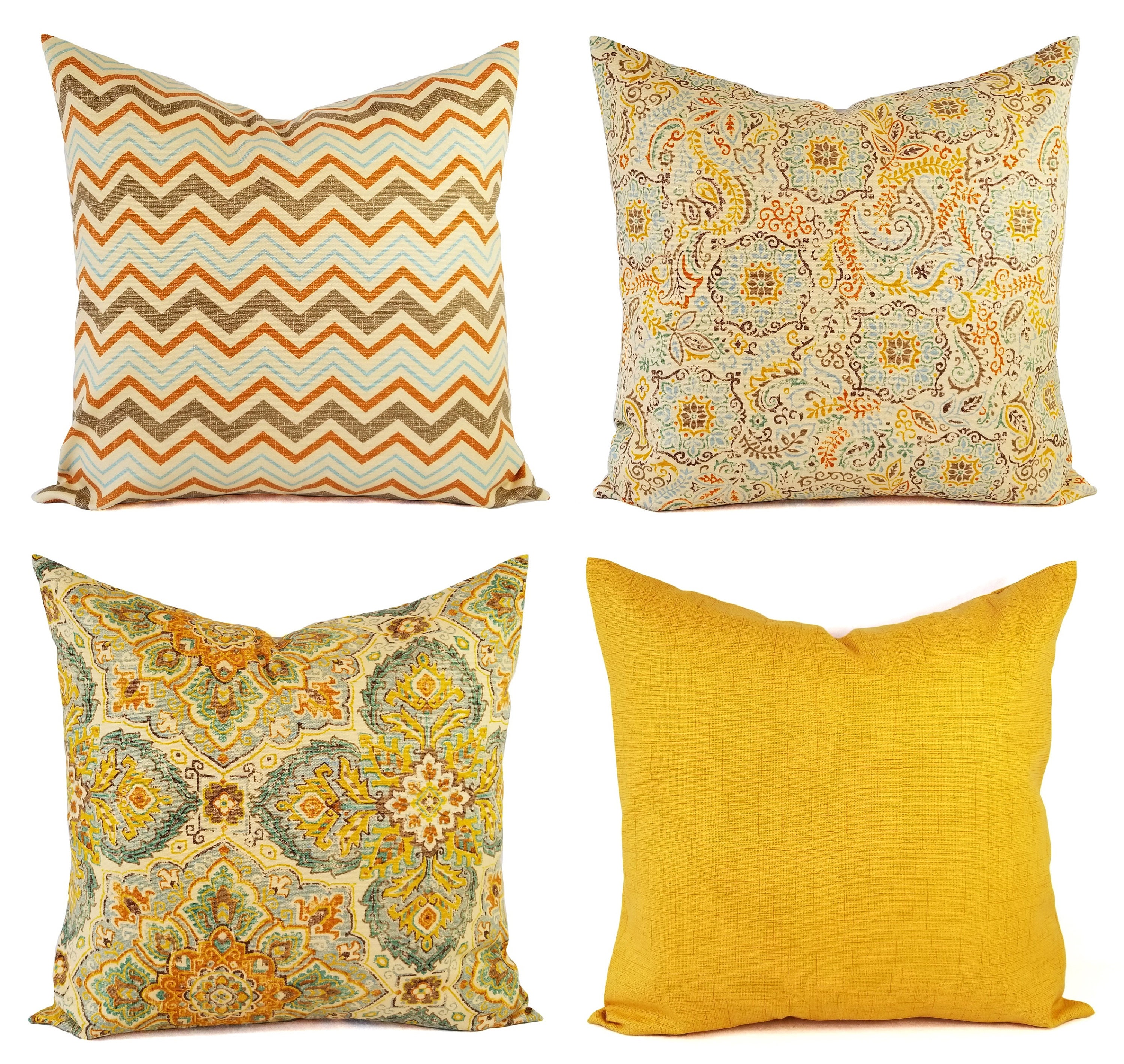 One Gold Pillow Cover Brown Yellow Pillow Sham Brown Throw