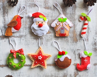 Christmas ornament Santa Claus Gingerbread house christmas tree decor felt reindeer candy cane christmas bauble Father christmas stocking