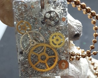 Steampunk meets Swarf Resin Pendant/Key Ring/Zipper Pull!!!