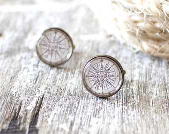 Vintage Compass Rose Cufflinks. Nautical Cufflinks. Vintage Travel Cufflinks. Traveller Gift. Wanderlust Cufflinks. Nautical Wedding.