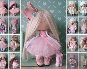 Princess doll Handmade doll Nursery doll Tilda doll Fabric doll Pink doll Cloth doll Baby doll Rag doll Interior doll Textile doll by Elvira