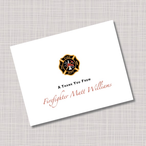 Custom Firefighter Academy Thank You Note Cards