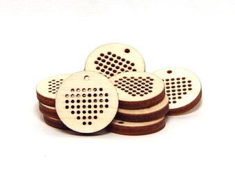 20 PCS Petite DIY Wood Blank Jewelry Pendants Charm 3/4" Diameter Unfinished Heart