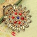 Antique Vintage metal bullion trim crown piece unique silver red applique small trim millinery hat cocarde
