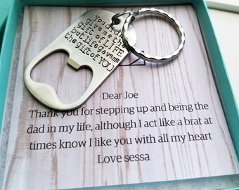 Step Father Key Chain, Bottle Opener, Father's Day Gift, Gift for Step Dad from Son, To Step Dad from Daughter, Step Dad Gift, Father's Day