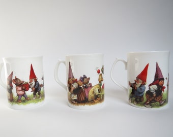 David the Gnome Rien Poortvliet mugs 3x, gnome mugs,