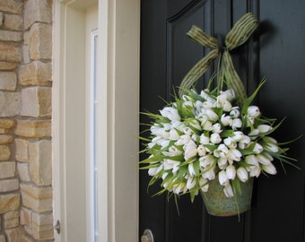 Spring Tulips - Farmhouse Tulips - Front Door Decor