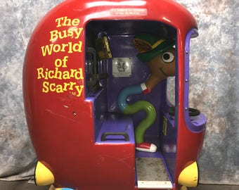 Coin Operated Scarry Apple Kiddie Ride Amusement Carnival Store Front Vintage, Vintage Kidde Ride, Vintage Arcade Ride, Richard Scarry