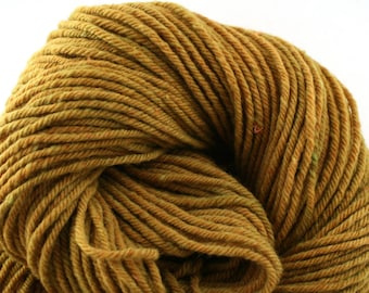 Hand Dyed Aran weight mini Empire Rambouillet Wool 213 yds 4oz Harvest Gold