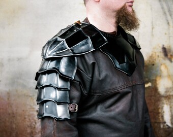 Guts Armor from Berserk Replica - Blackened Steel Pauldrons - LARP Shoulders&Gorget - Steel Berserk ARMOR handcrafted custom made