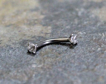 Rook Earring Swarovski,Snug Piercing,Daith Jewelry,Curved Barbell,Eyebrow Ring,Cartilage,Helix,Nipple,Internally Threaded Surgical Steel 16G