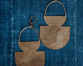 Vasorum Brass Shield Earrings