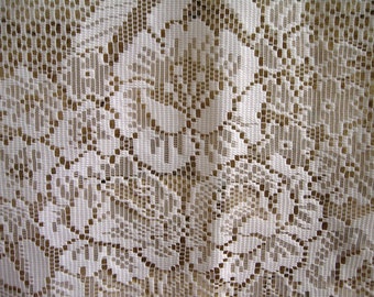 FRENCH LACE CURTAIN / Vintage french curtain / White lace curtain / Floral / Filet lace curtain / France / Shabby / Cottage