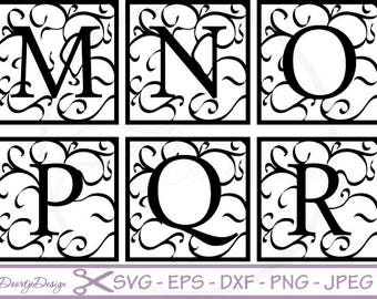 Letter Alphabet Set, Florish Monogram Font SVG DXF, Florish font, Cut Files for Cricut, svg fonts, eps Vector files, Silhouette files