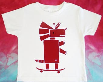 Kids T-Shirt - DinoRobot Skateboarding - toddler to teenager sizes
