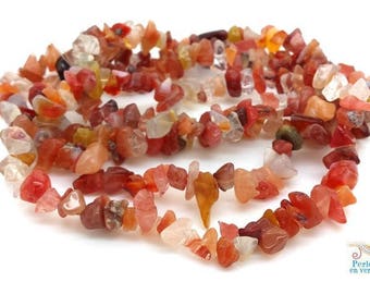 Chips beads brick orange agate 5 to 10mm, 1 strand of 80cm (pg189)